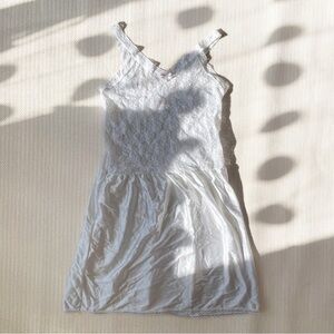 Lace Sheer White Drop Waist Slip Dress